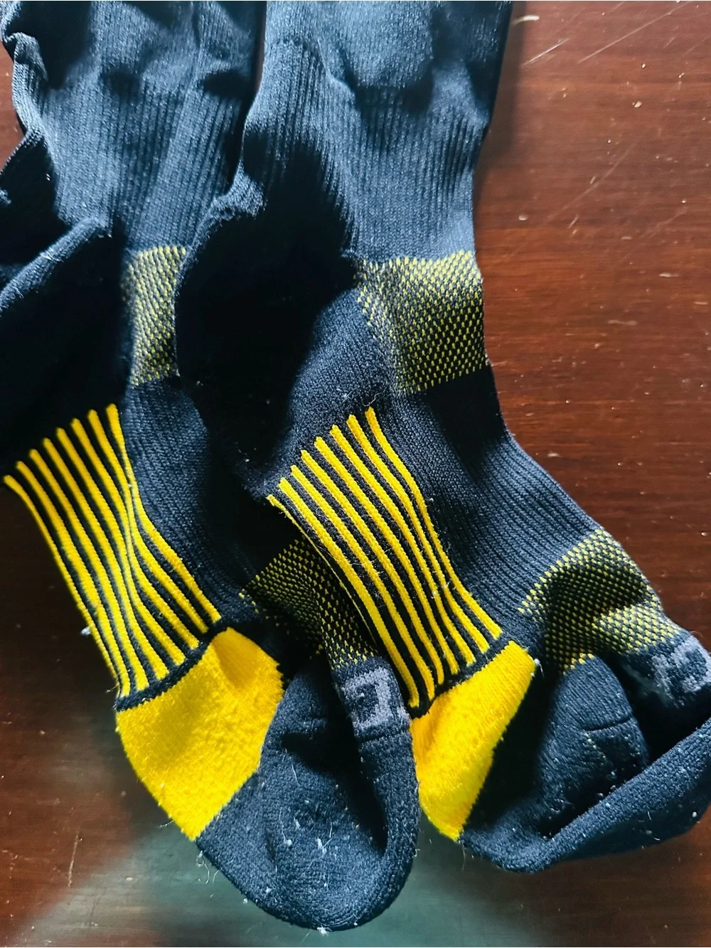 Boy’s 2 Pair Athletic Long Crew Socks - Yellow and Black